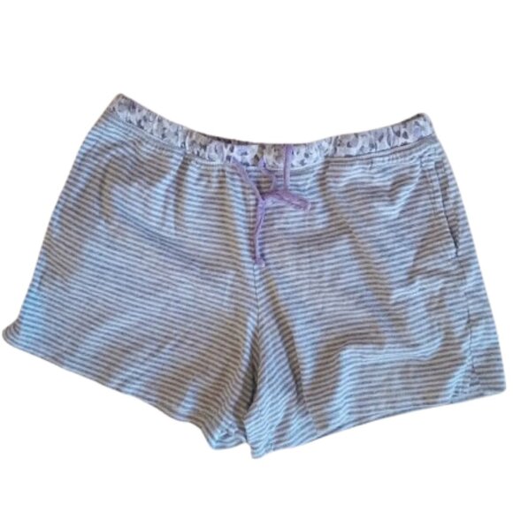 ---  Gray and White Striped Pj Pajama Shorts Size Small - Picture 1 of 3